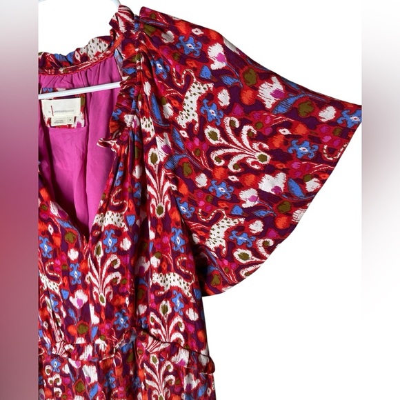 By Anthropologie Robin Tiered Mini Dress Women’s Size Medium in Raspberry Pink - Picture 3 of 10